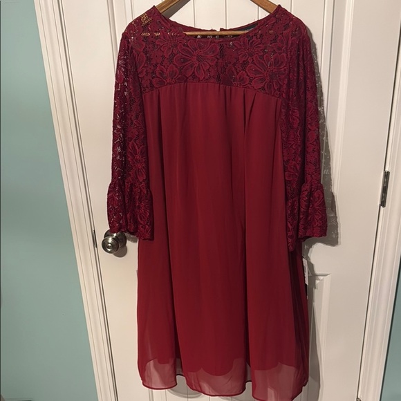 Elegant Burgundy Lace Dress 16W by perception - Picture 1 of 6
